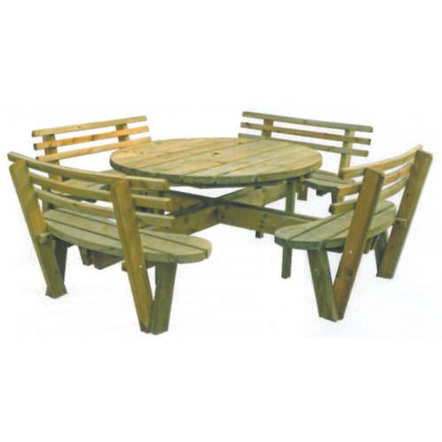 Table de pique-nique contemporaine - 161338 - Guéry SAS - en bois / ronde / pour espace public