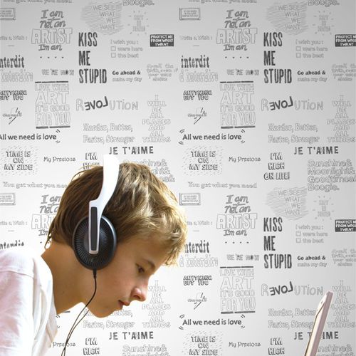Papier peint contemporain - PAROLES - AQUILIA - DECLIK - à motif / avec écriture / non tissé