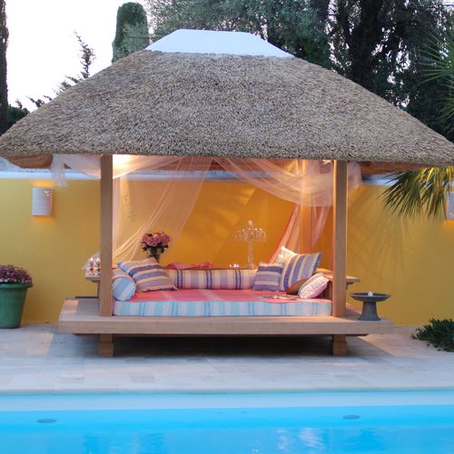 Lit de jardin à baldaquin - SAFARI - HONEYMOON - double / design original / avec lumière intégrée