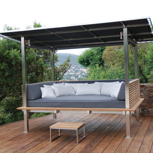 Lit de jardin à baldaquin - HORIZON - HONEYMOON - double / contemporain / avec éclairage intégré