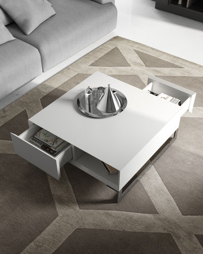Table basse contemporaine - GINZA + : MC02 - A. Brito - en bois laqué / carrée / avec rangement
