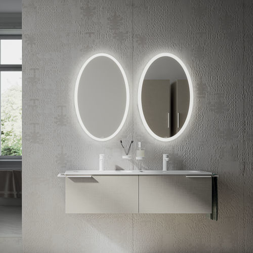 Miroir de salle de bain mural - PORTOLE+ OVAL - Inda - contemporain / ovale / blanc