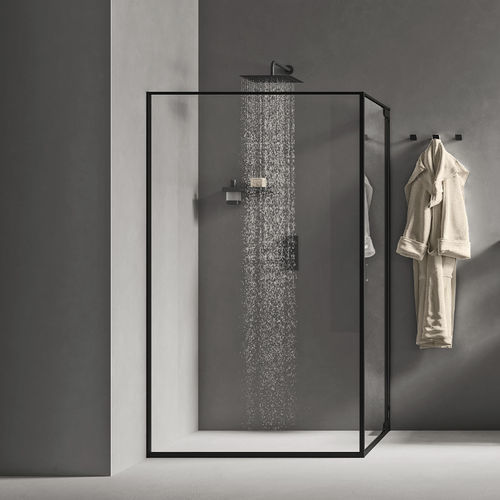 Cabine de douche en verre - INDISSIMA - Inda - en inox brossé / fixe / avec porte pivotante