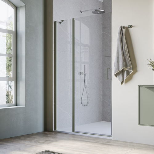 Cabine de douche à l'italienne - CLAIRE DESIGN - Inda - en aluminium / en verre / avec porte pivotante