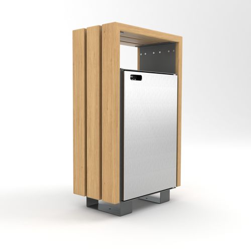 Poubelle publique - BLOC  - Factory Street Furniture - en acier galvanisé / en inox / en bois