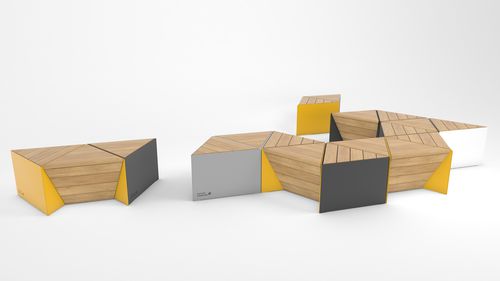 Banc public contemporain - SONOBE - Factory Street Furniture - en bois de feuillus / en pin / en mélèze
