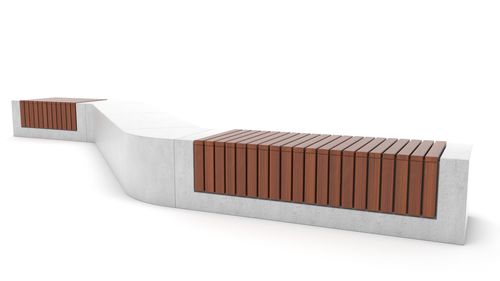 Banc public contemporain - RAKT - Factory Street Furniture - en bois de feuillus / en béton / modulaire