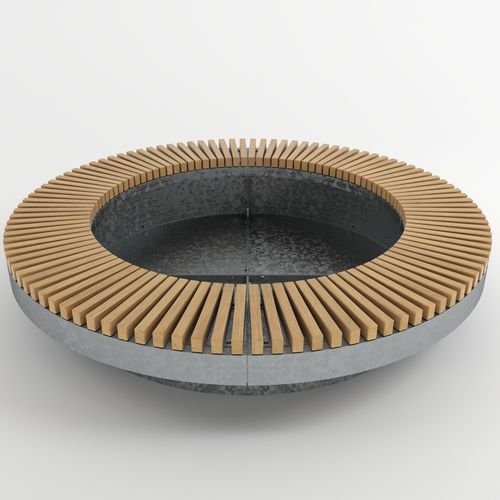 Banc public avec jardinière - TOP HAT - Factory Street Furniture - contemporain / en bois / en acier galvanisé