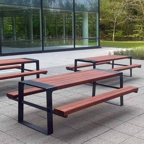 Table de pique-nique contemporaine - MURTON - Factory Street Furniture - en bois / avec piètement en acier galvanisé / avec piètement en acier inoxydable