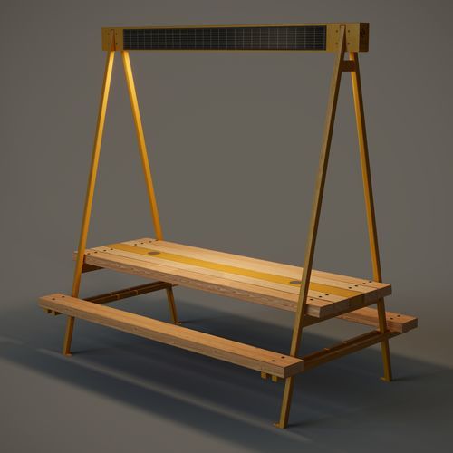 Table de pique-nique contemporaine - MEET - Factory Street Furniture - en bois / avec piètement en acier galvanisé / rectangulaire