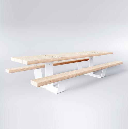 Table de pique-nique contemporaine - PIK - Factory Street Furniture - en bois massif / avec piètement en acier galvanisé / rectangulaire