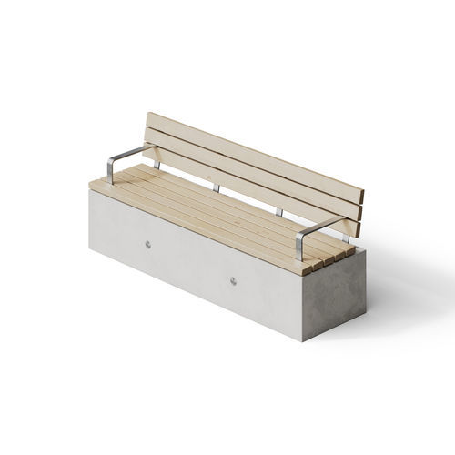 Banc public contemporain - SOCA Lengthways Slat Seat - Factory Street Furniture - en bois / en béton armé / en métal