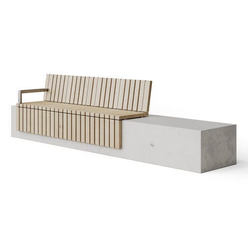 Banc public contemporain - SOCA X-ways Slat Downstand Seat - Factory Street Furniture - en bois / en béton / en métal