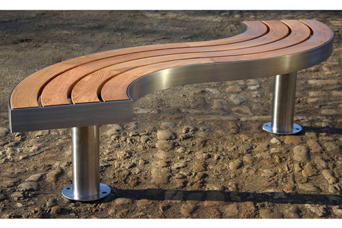 Banc public contemporain - ST GREGORY THE GREAT, OXFORD - Factory Street Furniture - en chêne / en inox / pour école