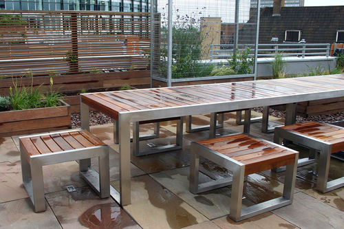Tabouret contemporain - SKOP - Factory Street Furniture - avec piètement en acier inoxydable / pour espace public / d'extérieur