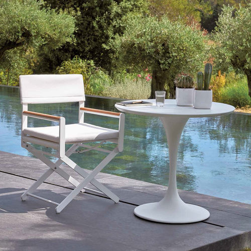 Guéridon contemporain - KOROL - SIFAS - en verre / avec piètement en aluminium laqué / rond