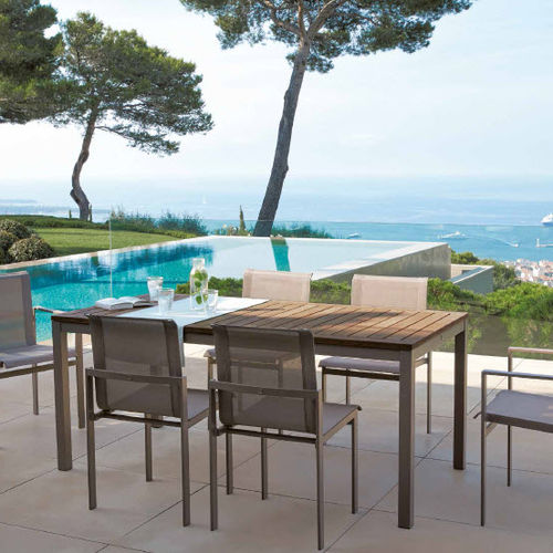 Table contemporaine - KWADRA - SIFAS - en teck / en verre / en aluminium laqué