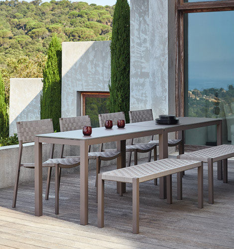 Banc de jardin design scandinave - PHENIKS - SIFAS - en aluminium laqué / en Textilene® / en polyester