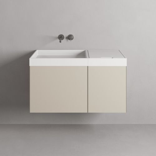 Vasque suspendue - Rexa Design - en Corian® / avec plan intégré / sur mesure