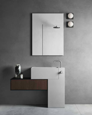 Vasque sur pied - Rexa Design - en Corian® / avec tiroir intégré / en forme de L