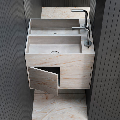 Meuble vasque suspendu - Rexa Design - en bois / en Corian® / contemporain