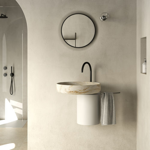 Vasque suspendue - Rexa Design - en marbre / en Corian® / avec porte-serviettes intégré
