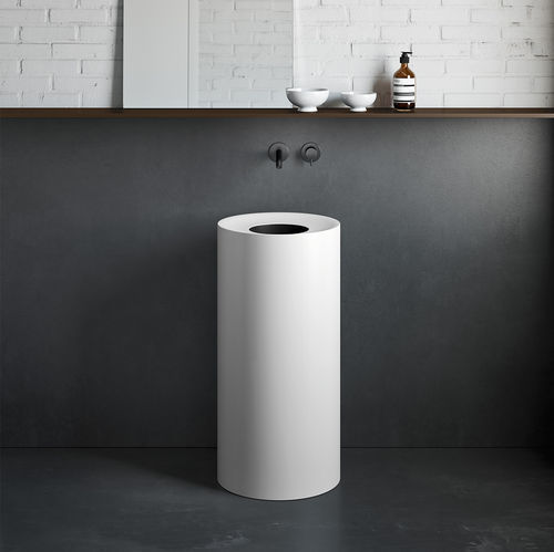 Vasque sur pied - HOLE - Rexa Design - en Corian® / ronde / sans trou