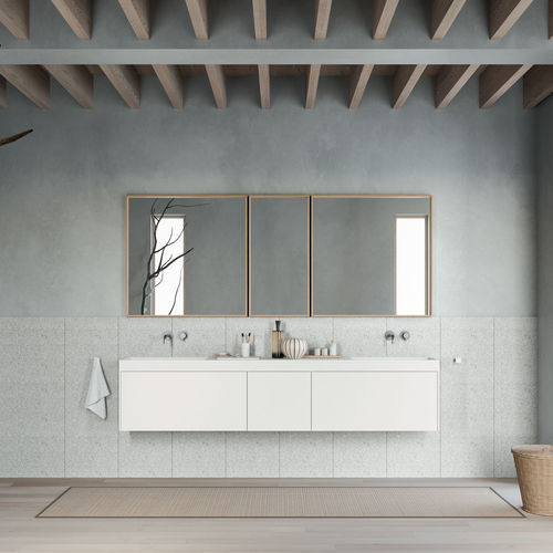 Meuble vasque suspendu - Rexa Design - en Corian® / contemporain / avec placard intégré