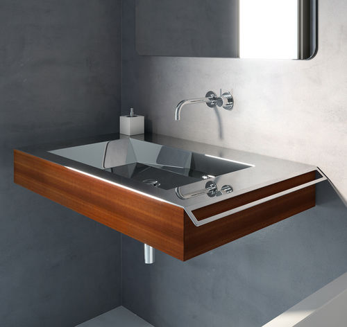 Plan vasque en bois - NOVANTA 900 - Componendo - en inox / sur mesure / avec porte-serviettes intégré