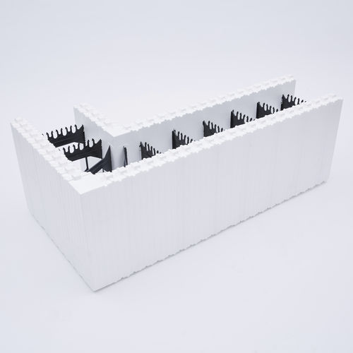 Bloc de coffrage en polystyrène - ICF 90º XL CORNER REVERSIBLE - amvicsystem - pour mur / isolant / d'angle
