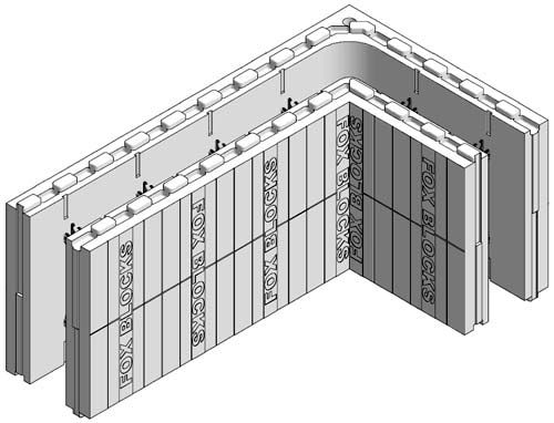 Bloc de coffrage en polystyrène - Fox Blocks - pour mur / isolant / d'angle