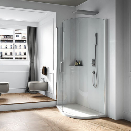 Cabine de douche en verre - LUXOR 120S  - Relax - avec porte battante / en demi-cercle / en verre transparent