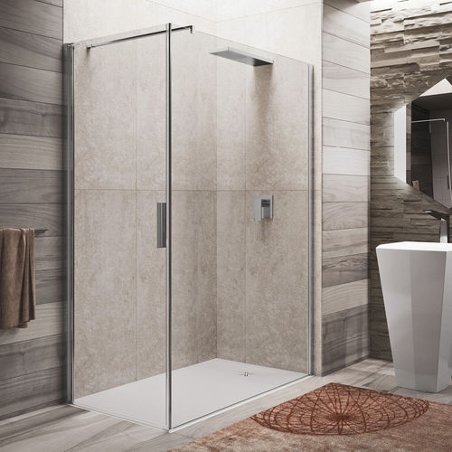Cabine de douche en verre - WALL A+AB - Relax - avec porte battante / d'angle / en verre transparent