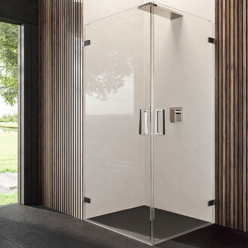 Cabine de douche en verre trempé - CARDINE MAB+MAB - Relax - en aluminium / avec porte battante / d'angle