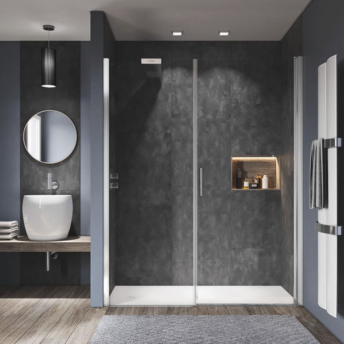 Cabine de douche en verre trempé - LIGHT PL - Relax - en aluminium / avec porte pivotante / en niche