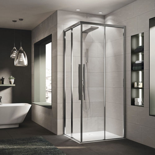 Cabine de douche en verre trempé - EVOX A+A - Relax - en aluminium / à portes coulissantes / d'angle