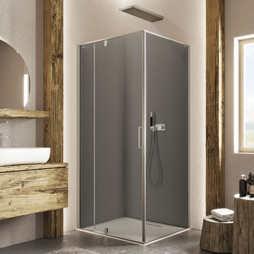 Cabine de douche en aluminium - KUBIK PA+F - Relax - en verre trempé / avec porte pivotante / d'angle
