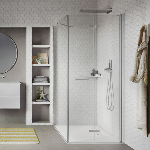 Cabine de douche en verre trempé - LIGHT AS+F3 - Relax - en aluminium / avec porte pliante / d'angle