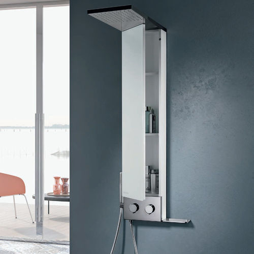 Colonne de douche thermostatique - SPACE - Geromin - professionnelle / en acier / finition chrome