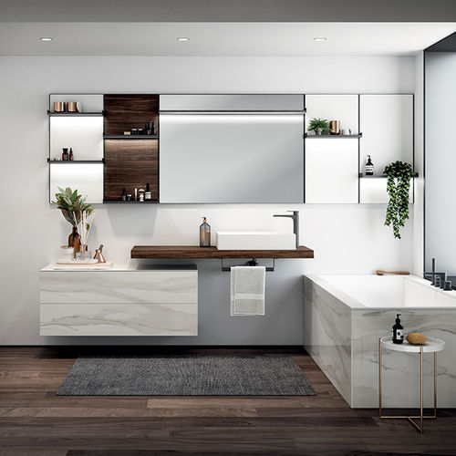 Meuble vasque suspendu - Comp. ECL 02 - Geromin - en marbre / contemporain / sans porte