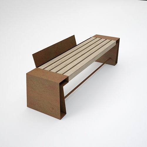 Banc public contemporain - SEVEN - CITYSì - en bois / en acier corten / avec dossier