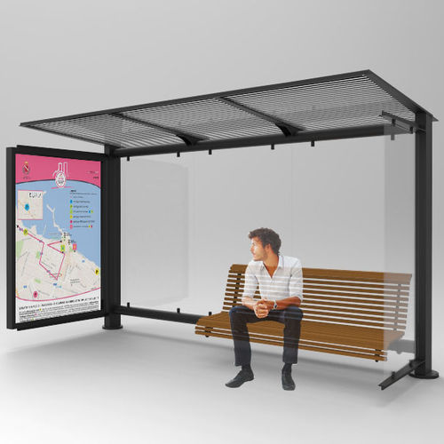 Abribus en verre - GLASS  - CITYSì - en acier galvanisé / en inox / avec banc