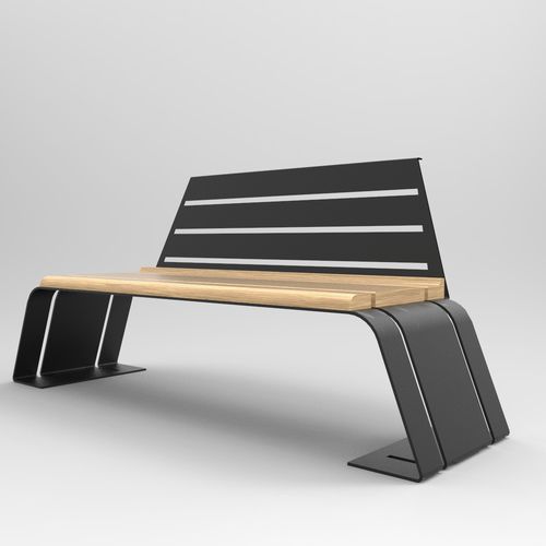 Banc public design original - ASH BENCH - CITYSì - en bois / avec dossier / écolabel FSC