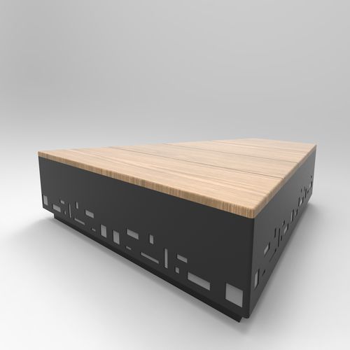 Banc public design original - ISLAND - CITYSì - en bois / en métal peint / modulaire