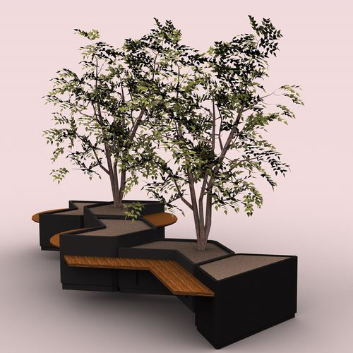 Banc public contemporain - TETRIS SYSTEM  - CITYSì - en bois / en acier peint / modulaire