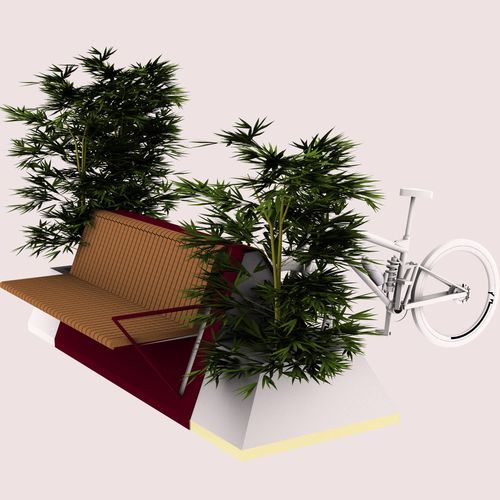 Banc public contemporain - TRIANGLE SYSTEM  - CITYSì - en bois / en acier peint / avec dossier