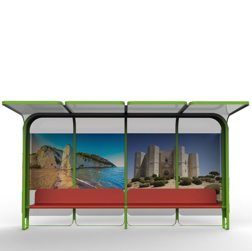 Abribus en verre - C6 - CITYSì - en acier galvanisé / avec banc