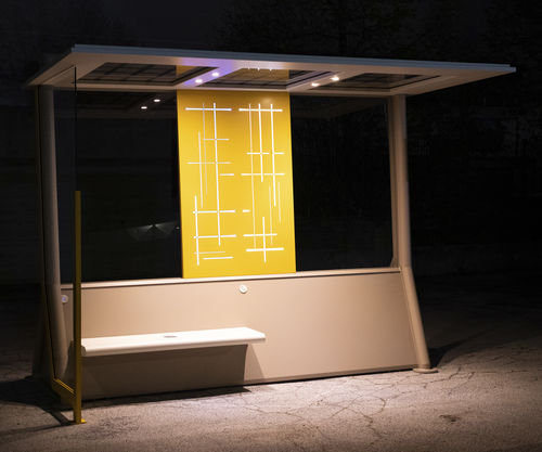 Abribus intelligent - PIUMA - CITYSì - en verre / en acier galvanisé / avec banc