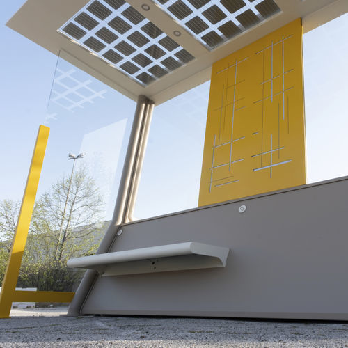 Abribus en métal - PIUMA - CITYSì - avec banc / LED / intelligent