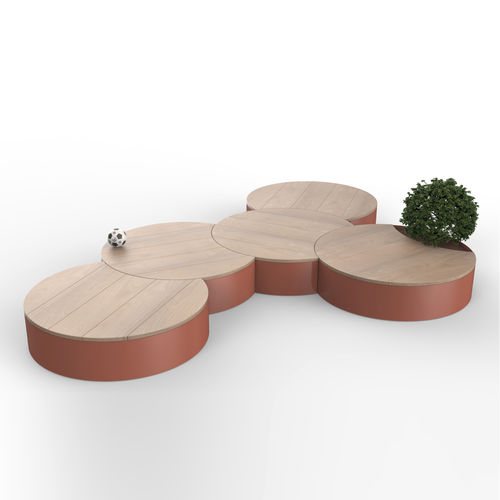 Banc public contemporain - CIRCUS - CITYSì - en bois / en métal / à double assise